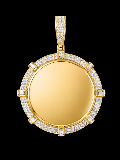 Baguette Halo Custom Photo Pendant